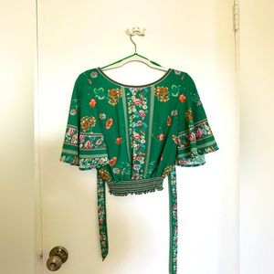 Green Floral Top
